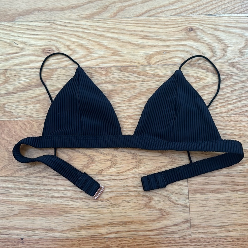 Black PinStripe Bikini Top